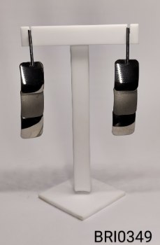 brinco inox 3 retângulos brilhante e fosco