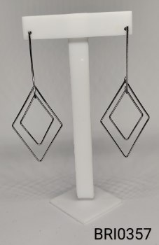 brinco inox haste 2 losangos encaixados