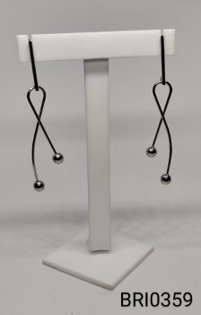 brinco inox  2 fios torcidos com bolinha na ponta