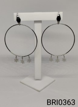 brinco inox aro redondo 3 flores