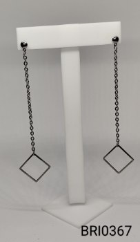 brinco inox haste trabalhada quadrado