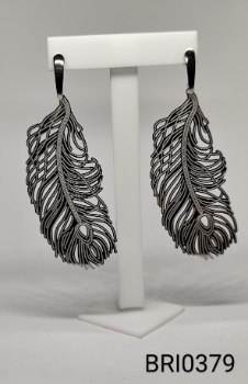 brinco inox folha desenhada