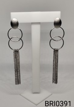 brinco inox 2 aros presos a vários fios