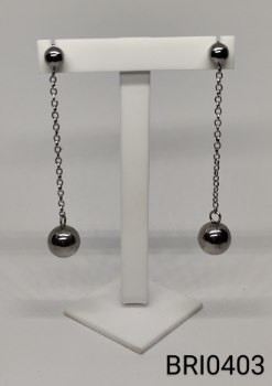 brinco inox corrente bolinha hematita