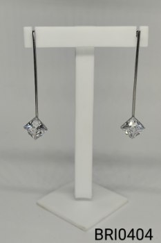 brinco  inox haste zirconia quadrada transparente