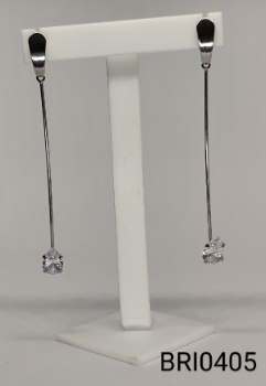 brinco inox hastes zircônia flor transparente