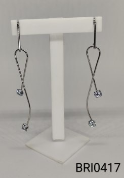 brinco  inox  2 fios cruzados zircônia transparente