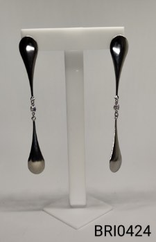 brinco inox 2 gotas 3 zircônias transparentes