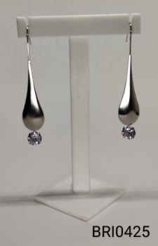 brinco inox gota com zircônia transparente