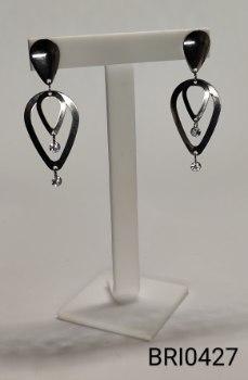 brinco inox 2 gotas invertidas 2 zircônias transparentes