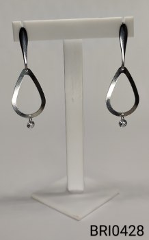 brinco inox gota com zircônia transparente