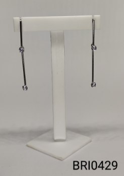 brinco inox haste 2 zircônias transparentes