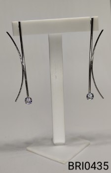 brinco inox 2 haste reta e meio círculo zircônia redonda transparente