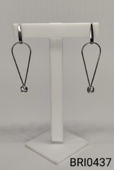 brinco inox gota invertida zircônia transparente