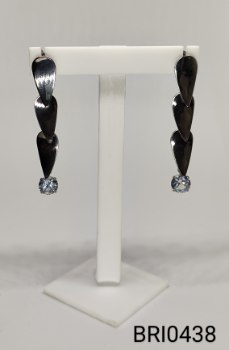 brinco  inox 3 gotas zircônia redonda transparente