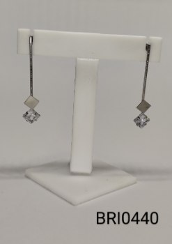 brinco inox haste com quadrado e zircônia quadrada na ponta