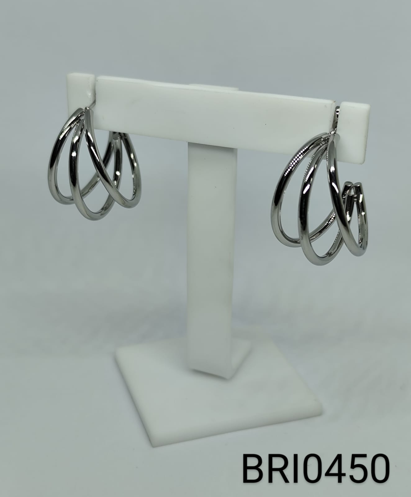 brinco inox argola 3 fios redondos