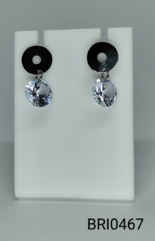 brinco inox círculo vazado pingente zircônia transparente