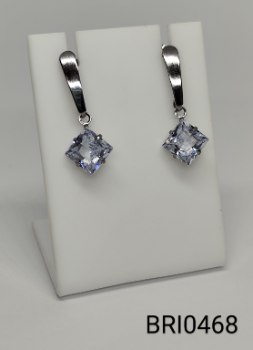 brinco inox haste pingente zircônia transparente