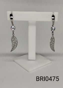 brinco inox folha zircônia transparente redonda