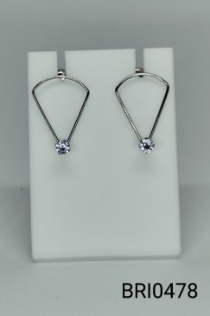 brinco inox triângulo zircônia transparente