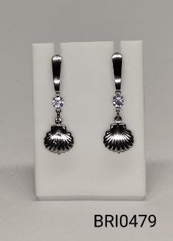 brinco inox concha presa zircônia transparente