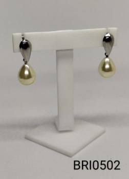 brinco inox  pérola oval