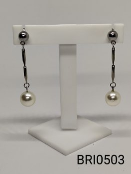 brinco inox  haste  pérola