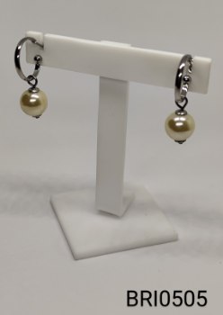 brinco inox argola pingente pérola