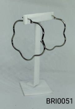 brinco inox argola flor vazada