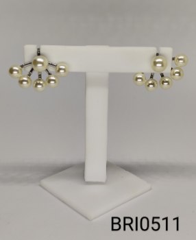 brinco inox 5 fios pérola