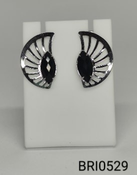 brinco inox meia lua estilizada ônix