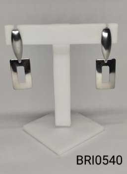 brinco  inox  haste retângulo vazado