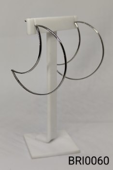 brinco inox argola lua  2 fios