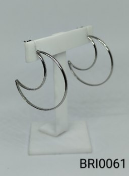 brinco inox argola  lua  2 fios