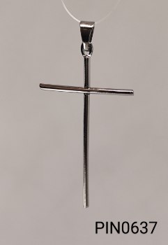 pingente médio inox  liso  em forma de cruz