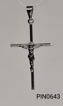 pingente médio inox  crucifixo com Jesus Cristo