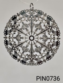 pingente médio inox  mandala florida