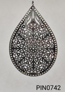 pingente médio inox  gota floral