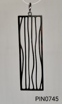 pingente médio inox   abstrato retangular