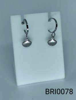 brinco inox argola com concha