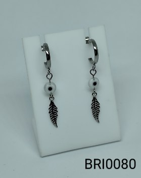 brinco inox argola pingente folha