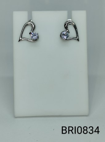 brinco inox coração vazado com zircônia