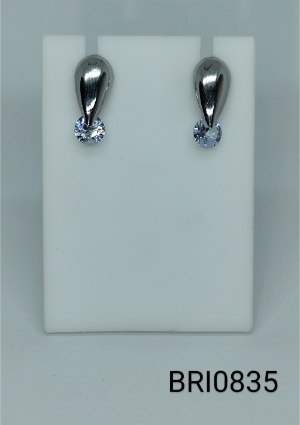 brinco inox gota zircônia