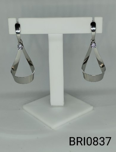 brinco inox gota vazada  zircônia