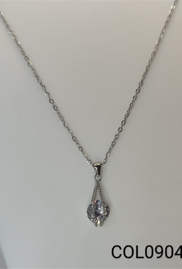 colar inox zircônia transparente engastada pelas hastes