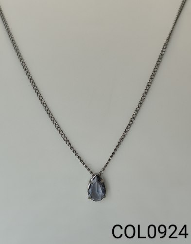 colar inox pedra oval zircônia lilás