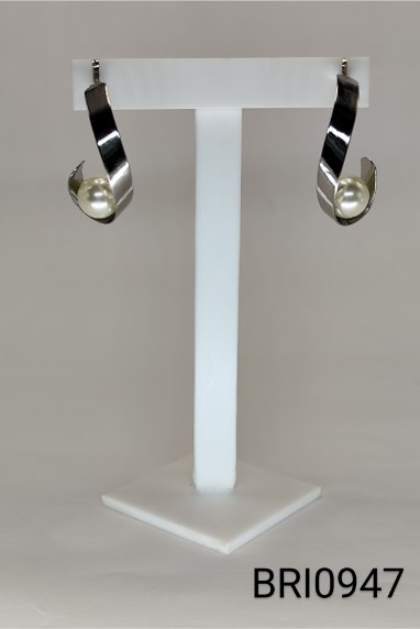 brinco inox haste interrogação pérola