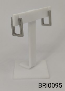 brinco inox argola fecho italiano  retangular