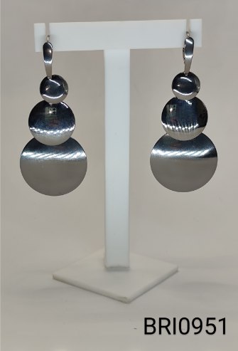 brinco inox fecho italiano 3 placas redondas